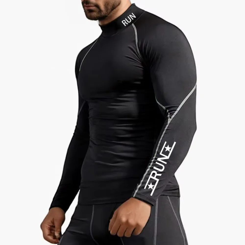 

Running T-shirt Men's Fitness Long Sleeved Compression Shirt Jogging Training Top Quick Dry Elastic Gym Clothes