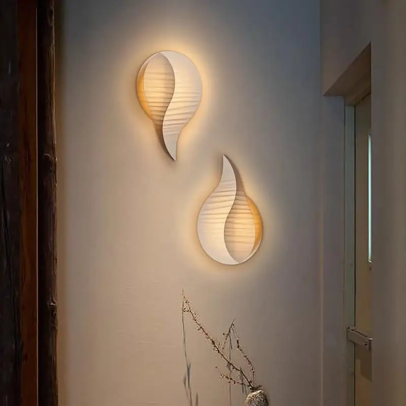 Retro Wabi Sabi Art Wall Lamp Cream Style Textile Crafts LED Wall Sconce Restaurant Homestay Living Room Bedroom Bedside Hallway