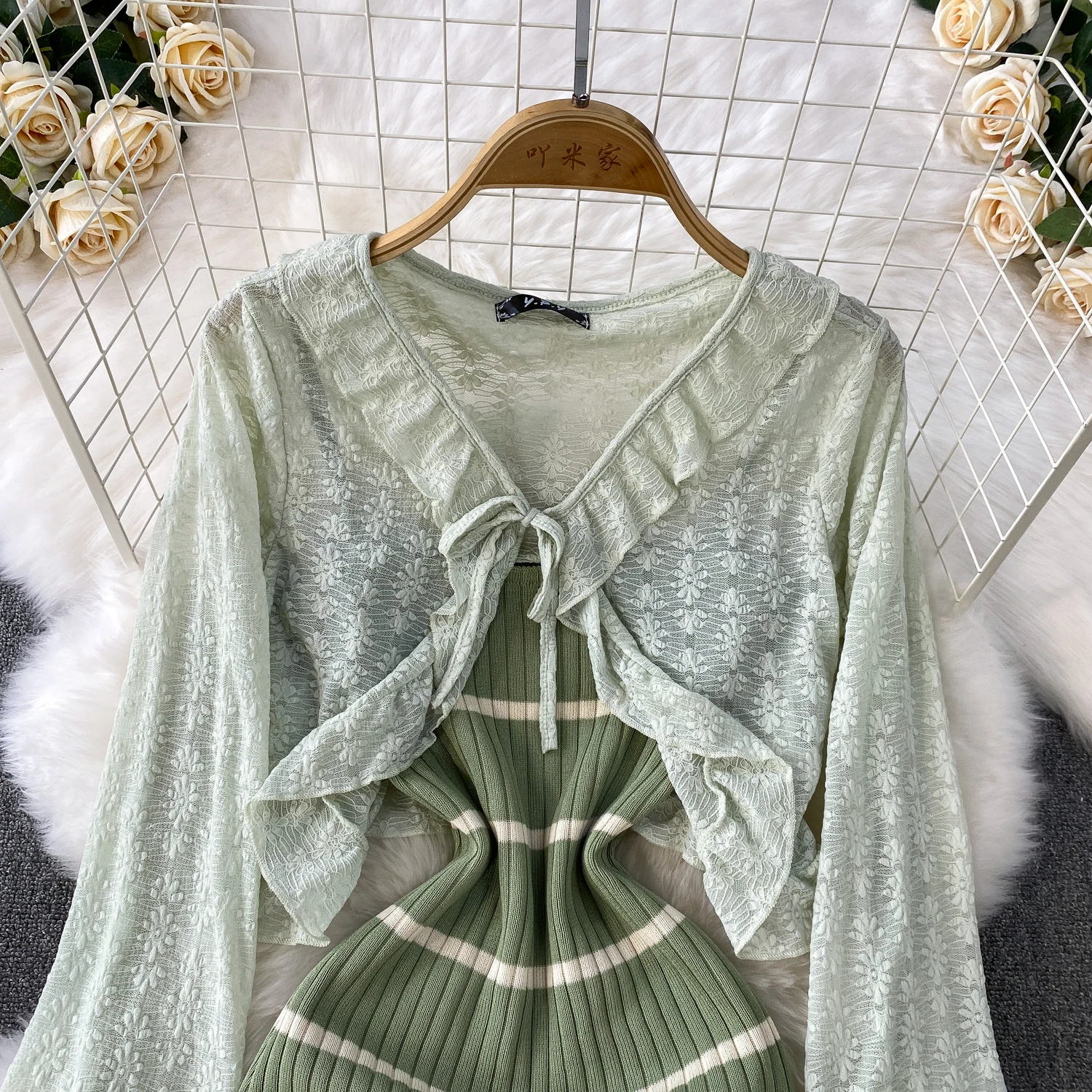 

Summer Cardigan Women Knit Indoor V-Neck Button Solid Casual See Through Crop Top Korean Thin Loose Light Color Cute Beach Hot