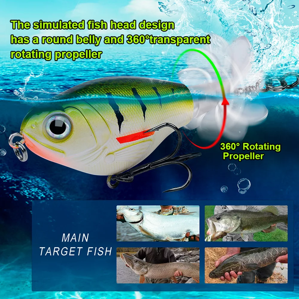 Topwater  Fishing Lure Popper Plastic Hard Bait Swimbait Rotating Soft Tail Bass Pike Artificial Fishing Tackle Whopper Plopper