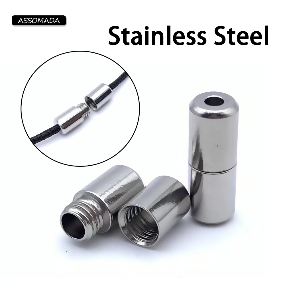 5pcs Stainless Steel Screw Clasps Cylinder Fasteners End Clasp For Necklace Bracelet Connectors DIY Jewelry Making Accessories