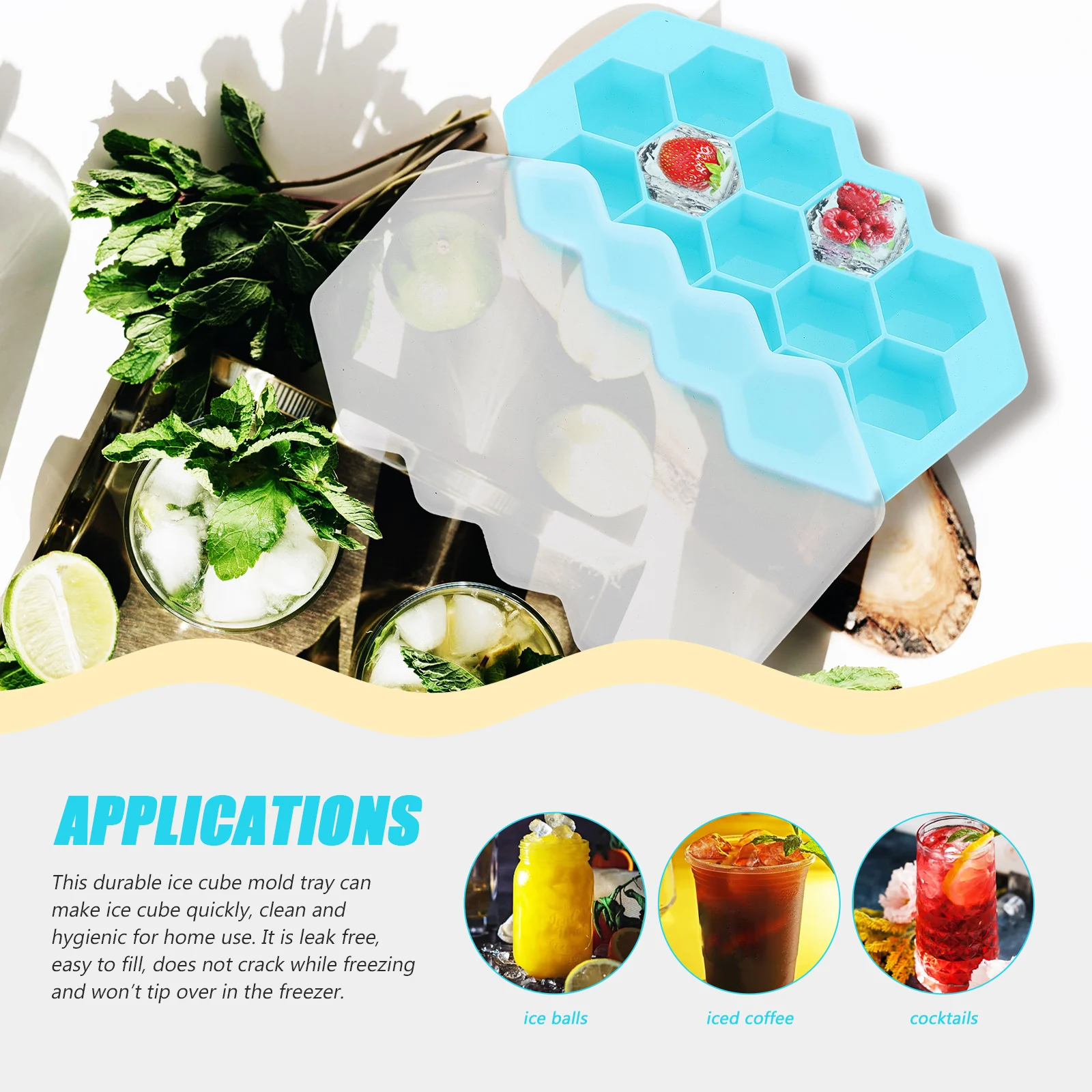 

13 Honeycomb Cube Tray Mold Cover Leak Free Non Crack Blue 13 Cell Kitchen Ice Making Tool Hygienic Home Use Dustproof