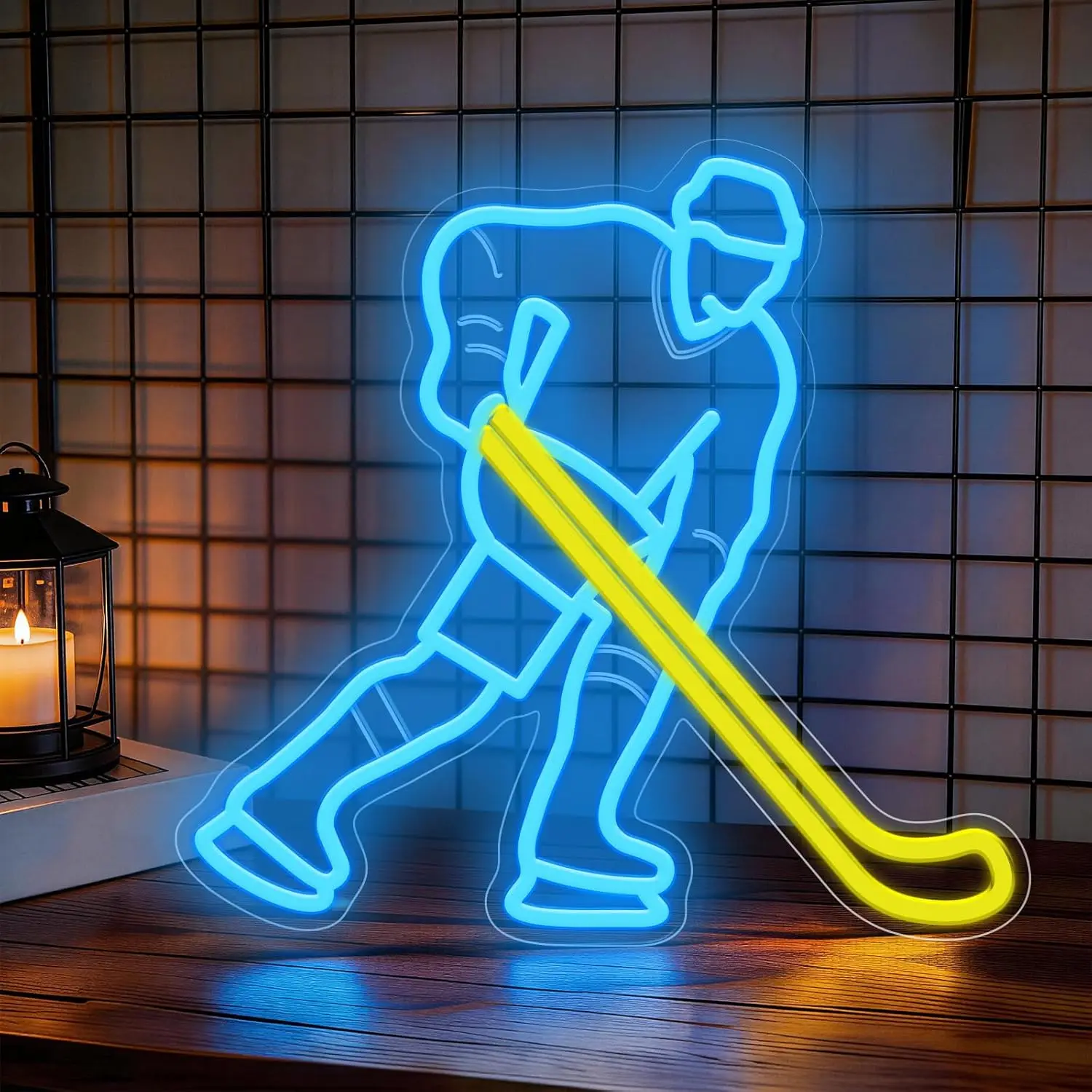 

Ice Hockey Player Neon Sign USB Powered LED Light for Birthday Party Bar Gaming Room Bedroom Decoration Gift Art Wall Light