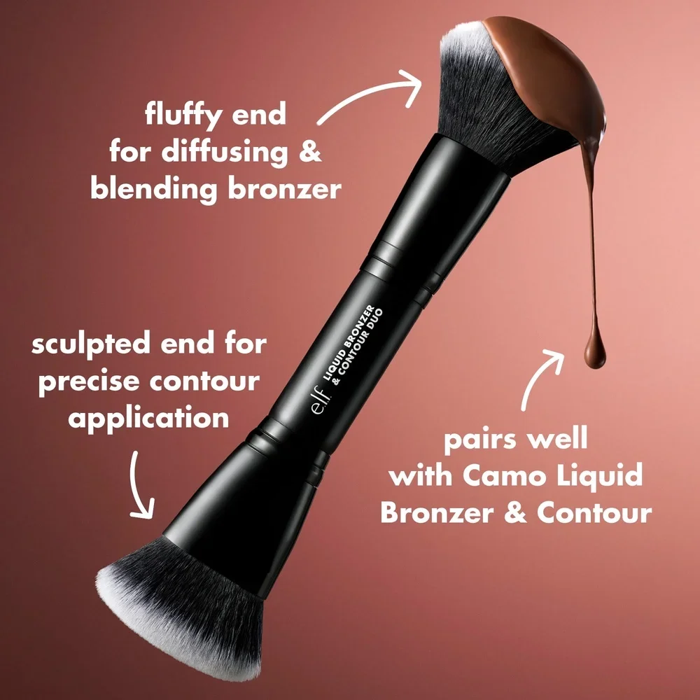Liquid Bronzer Contour Duo Brush Dual Ended Precision Blending Buffing Synthetic Bristles Vegan Cruelty Free FSC Certified