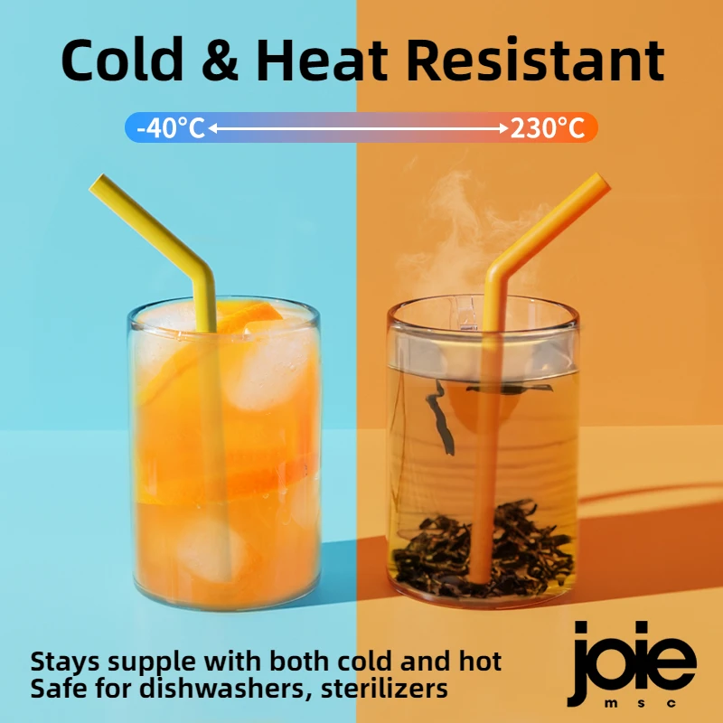 Joie Rainbow Silicone Straw 6pc Milkshake Cocktails Drinking Straw Odor-free Reusable Eco-Friendly Straw Drinkware Accessory