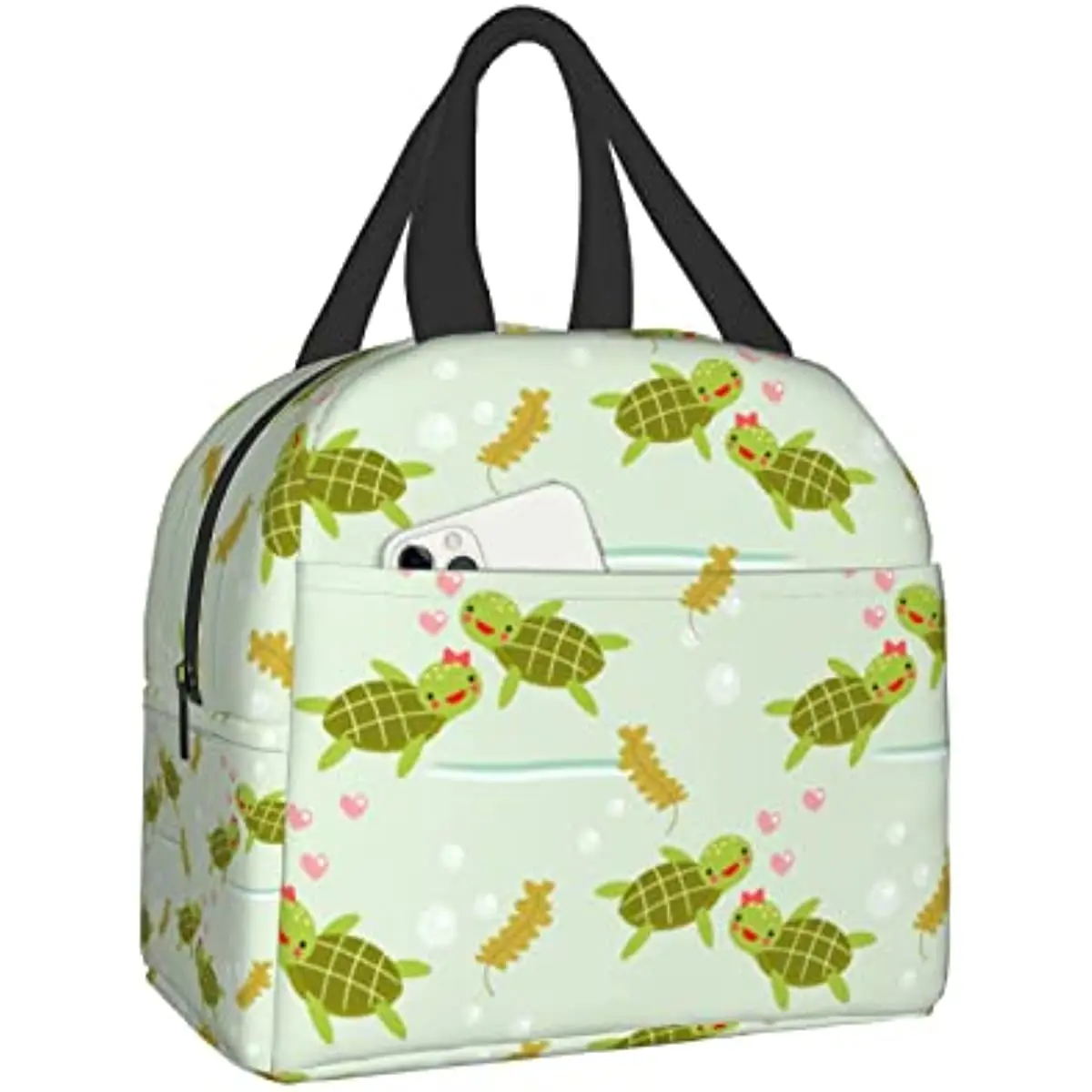 Bolsa de almuerzo con aislamiento de tortuga Linda para adultos y niños, bolsa de almuerzo reutilizable, Tote Freezable