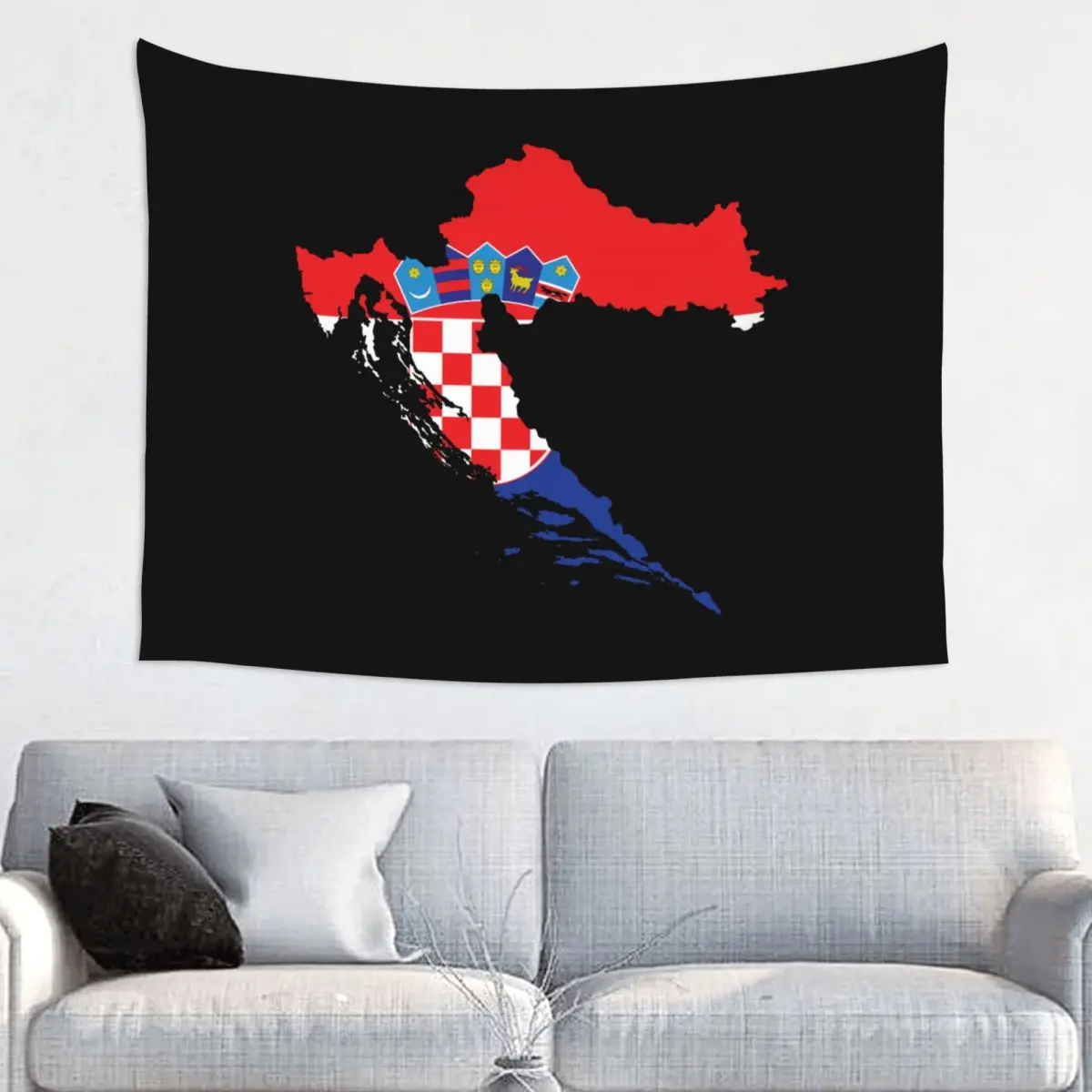 Croatian Croatia Flag Map Tapestry Home Decor Custom Hippie Wall Hanging Tapestries for Bedroom