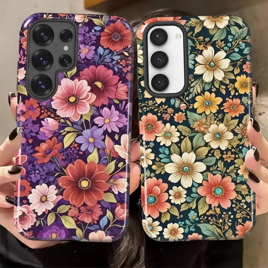 Phone Case for Samsung Galaxy S26 Ultra S24 Ultra A26 A36 S25Ultra A16 S23 A56 S20 FE Soft Cover Capa Vibrant Floral Print