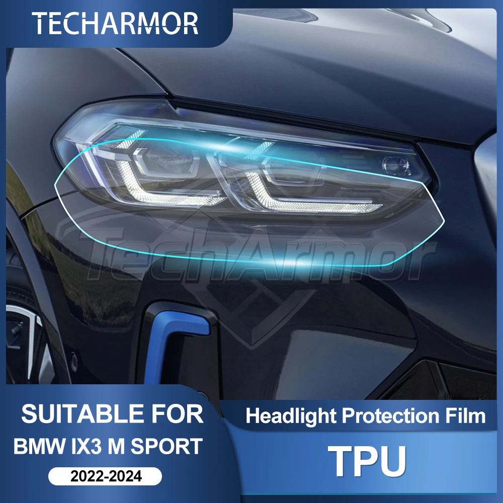 TPU Car Headlight Protective Film For BMW iX3 M Sport 2022 2023 2024 Transport & Smoke Anti-Scratch Auto External Accessories
