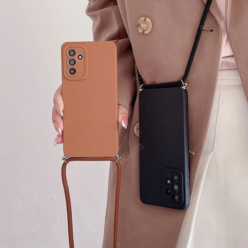 A 55 35 25 15 S 24 Crossbody Lanyard Case For Samsung Galaxy A55 A35 A25 A15 A05s S24 Plus Ultra 5g M34 Cord Silicone Back Cover