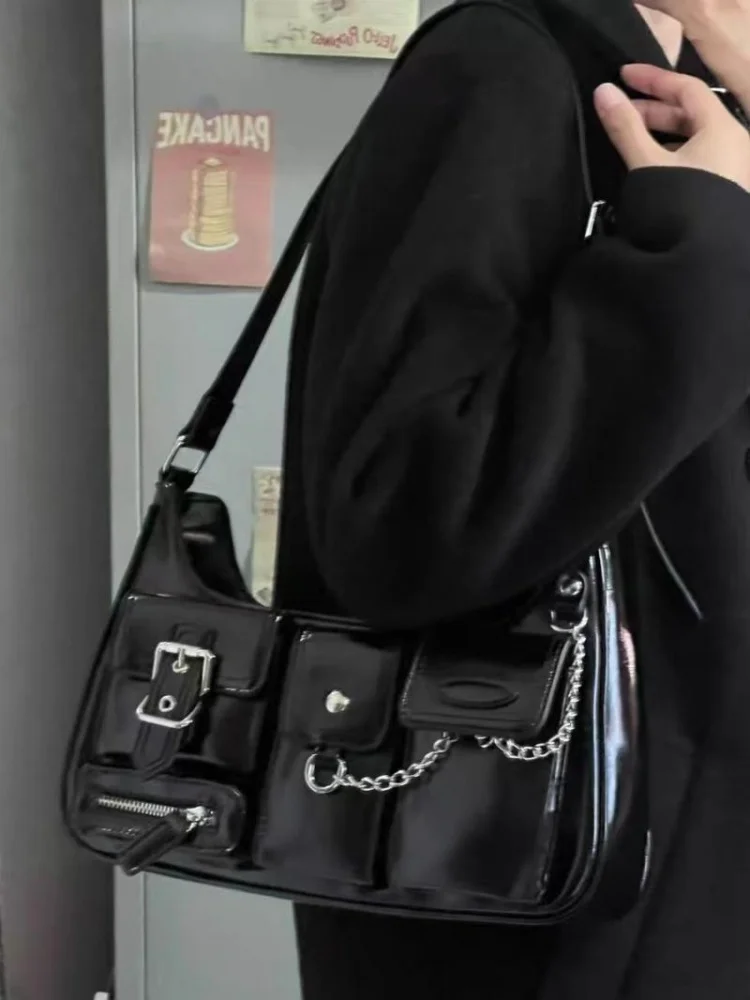 Motor Cool Girl Pocket Chain Designer Y2k Aesthetic Shoulder Handbags Fashion Tote Underarm Bag All Match Bags