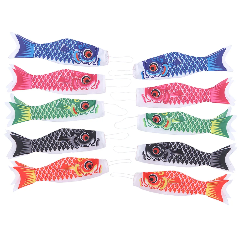 

10 Pcs Decoration Carp Streamer Hanging Garden Decorations Outdoor Japanese-style Windsock for outside Fish