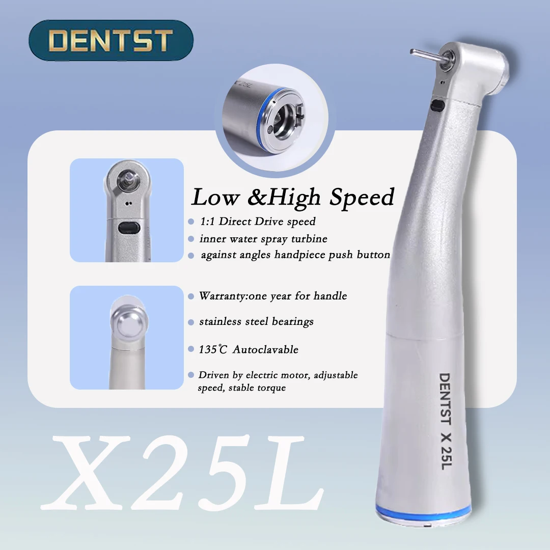 Dentistry Micromotor Dental Against Contra Angle Handpiece 1:1 Direct Drive Low &High Speed Handpiece LED Fiber Optic 2.35mm Bur