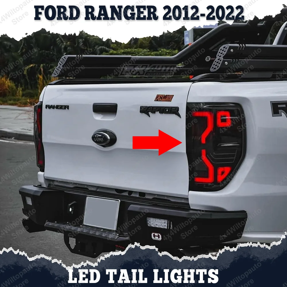 

1 Pair LED Tail Lights For Ford Ranger Wildtrak Raptor T6 T7 T8 2012-2022 PX MK XLT Wildtrak XLT Turn Signal Lamps Rear Light