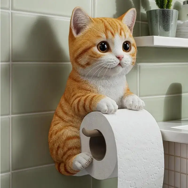 

Стеллаж для хранения рулонов туалетной бумаги, милый 3D держатель для салфеток с котом, декоративный держатель для туалетной бумаги, держатель для рулона туалетной бумаги с животными из смолы