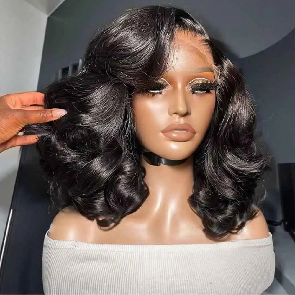 Bob peruca de cabelo humano onda do corpo 13x4 hd perucas frontais do laço onda de água 7x5 fechamento perucas sem cola cabelo humano pronto para usar brasileiro