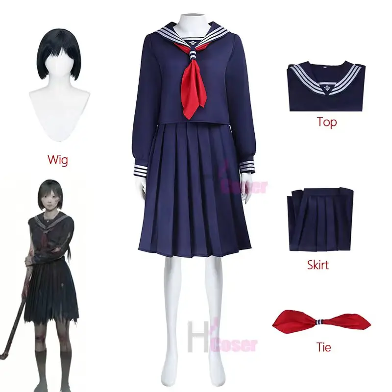 

Игра Хинако Шмизу Косплей Костюм Тихий Женский Моряк Школьная Форма Парик Хилл Хэллоуин Вечеринка Ролевые Игры Топы Юбка Галстук Носки Набор
