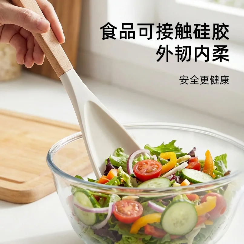 

1pcs Silicone Spatula Cooking Spoon with Wooden Handles Multi-function Spoons Nonstick Spatulas for Baking Cooking and Mixing