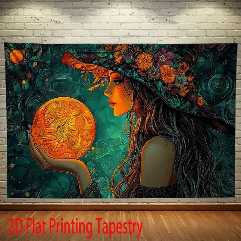 VIKAMA Mushroom Jellyfish Blacklight Tapestry, Neon Ocean Bohemian Wall Hanging for Bedroom Living Room Large Galaxy Decor