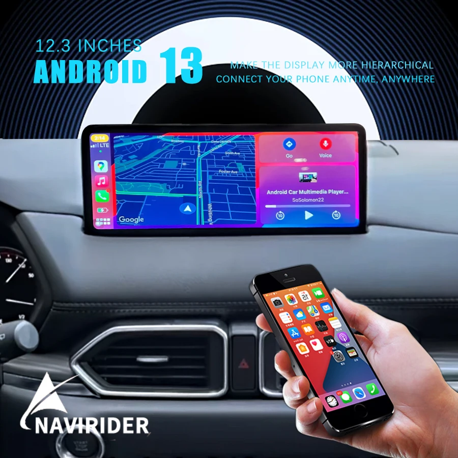 NaviRider 12.3 Inch Android 13 Carplay For Mazda CX-5 CX5 CX-8 CX8 2016-2019 GPS Stereo Auto Radio Multimedia Speaker 8+256G ROM