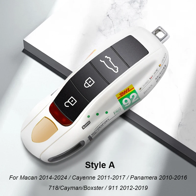 For Porsche Panamera Cayenne Macan 718 Cayman Boxster 911 Taycan Car 92 Track Key Case Protective Shell Remote Control Fob Cover