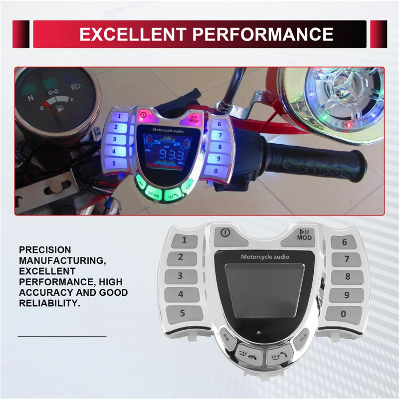 

New Arrival Motorcycle Audio Stereo Speakers Wireless Bluetooth MP3 Player Waterproof FM Audio For Motor Scooter Bike ATV UTV