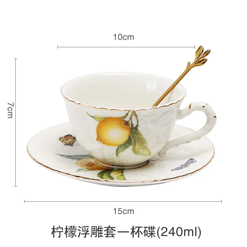 أكواب اسبريسو ليمون، طقم شاي أنيق على الطراز الأوروبي، طقم فنجان شاي وأصحون أوروبية، طقم أكواب قهوة من السيراميك طبق تقديم الحلوى 1 قطعة #5