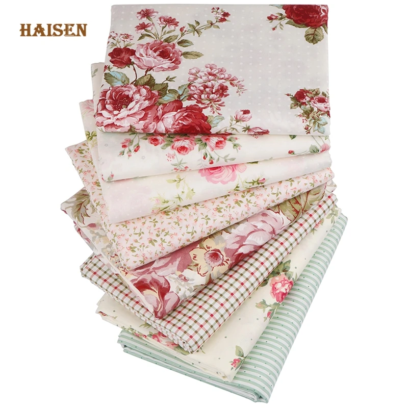 

Printed Twill Cotton Fabric,For Quilting&Sewing Material Crafts Patchwork And DIY Calico Cloth,8pcs 40x50cm,Rose Flowers Set