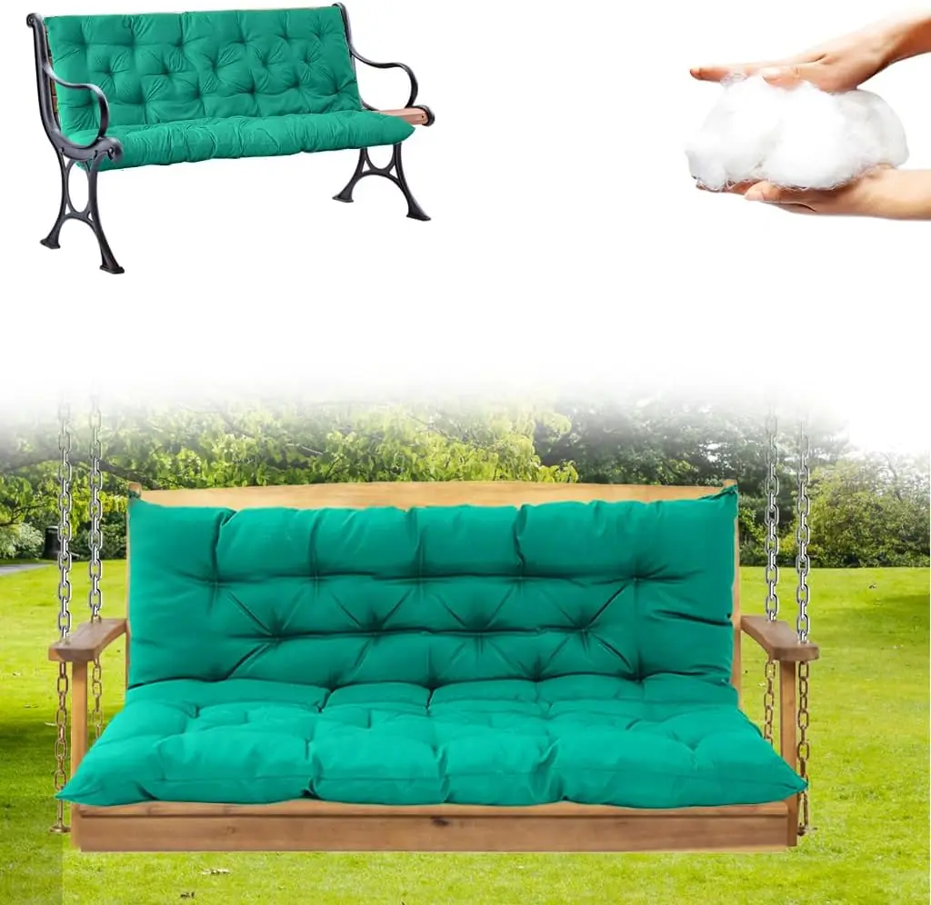 Outdoor Patio Porch Swing Use, Waterproof Three Seat Swing Replacement Cushions, Aquamarine Color, 70 x 40 in