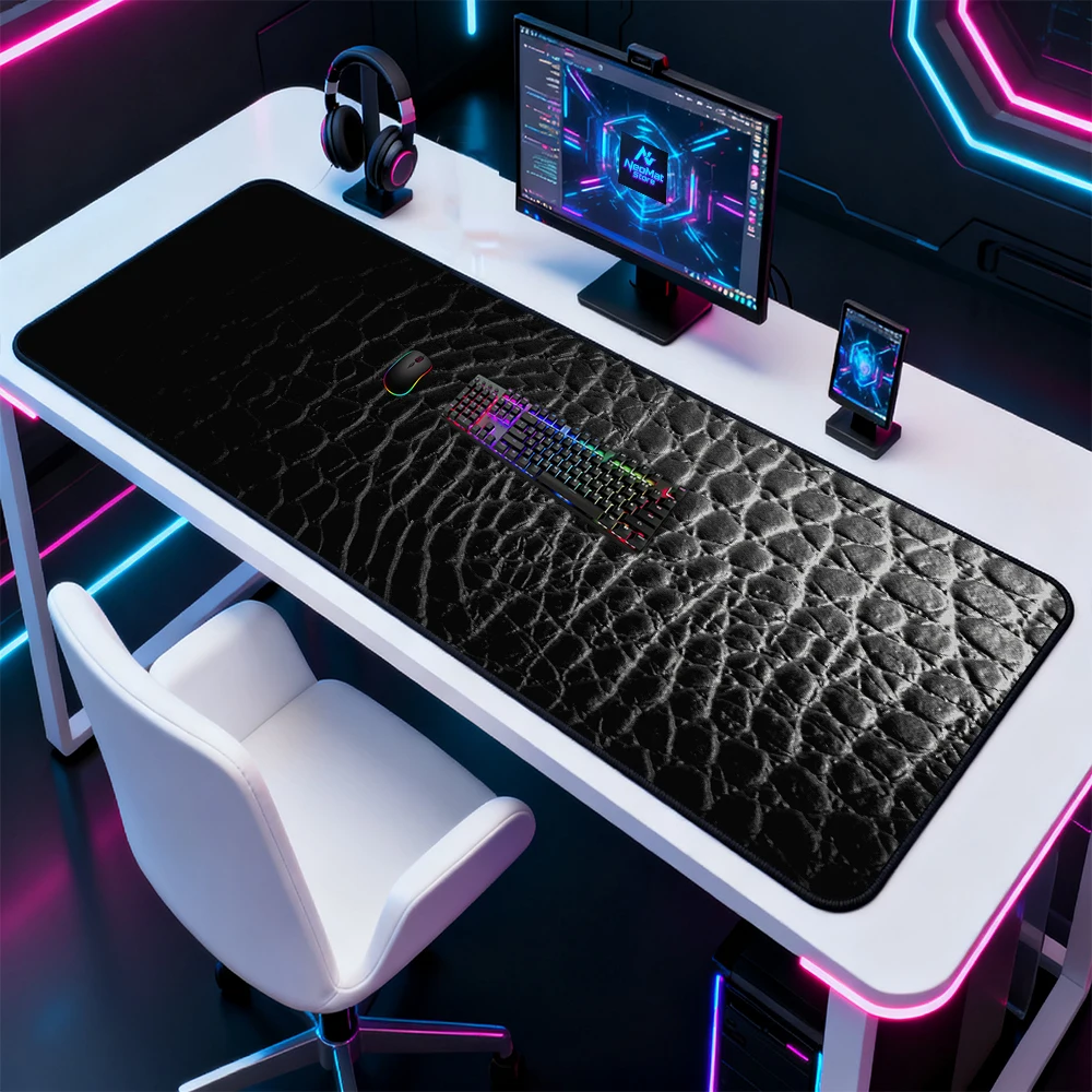 Gaming Mat Extra Large Mouse Pad 1200x600 Large Rubber Mat Slip-resistant Decoration Desk Mousepad Sleek Black Leather Texture