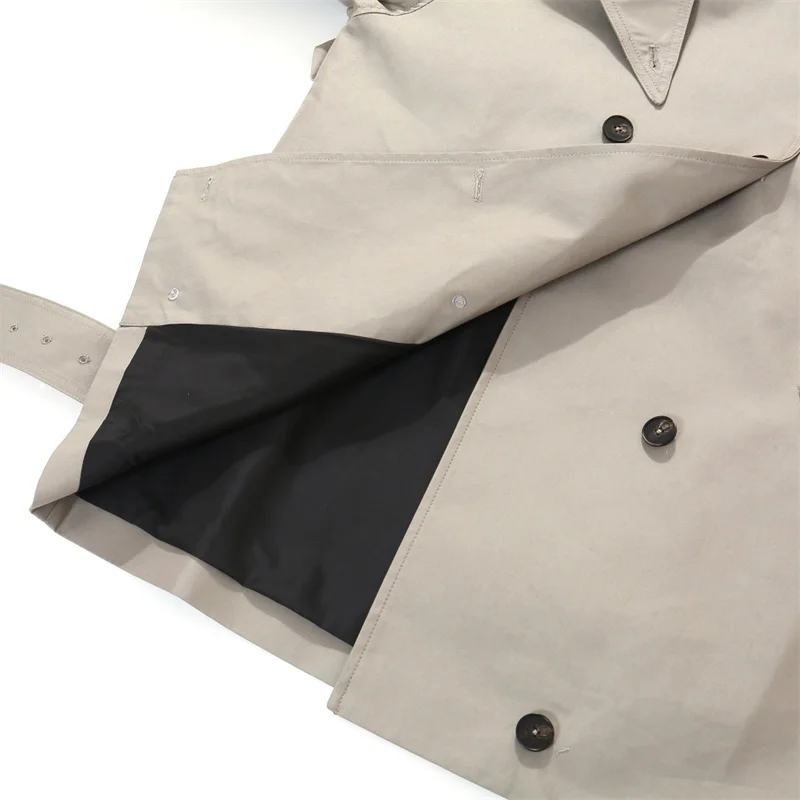 Women's windbreaker New autumn 2025 double breasted slim fit lapel long sleeved top Belt decoration women's jacket Women's coat