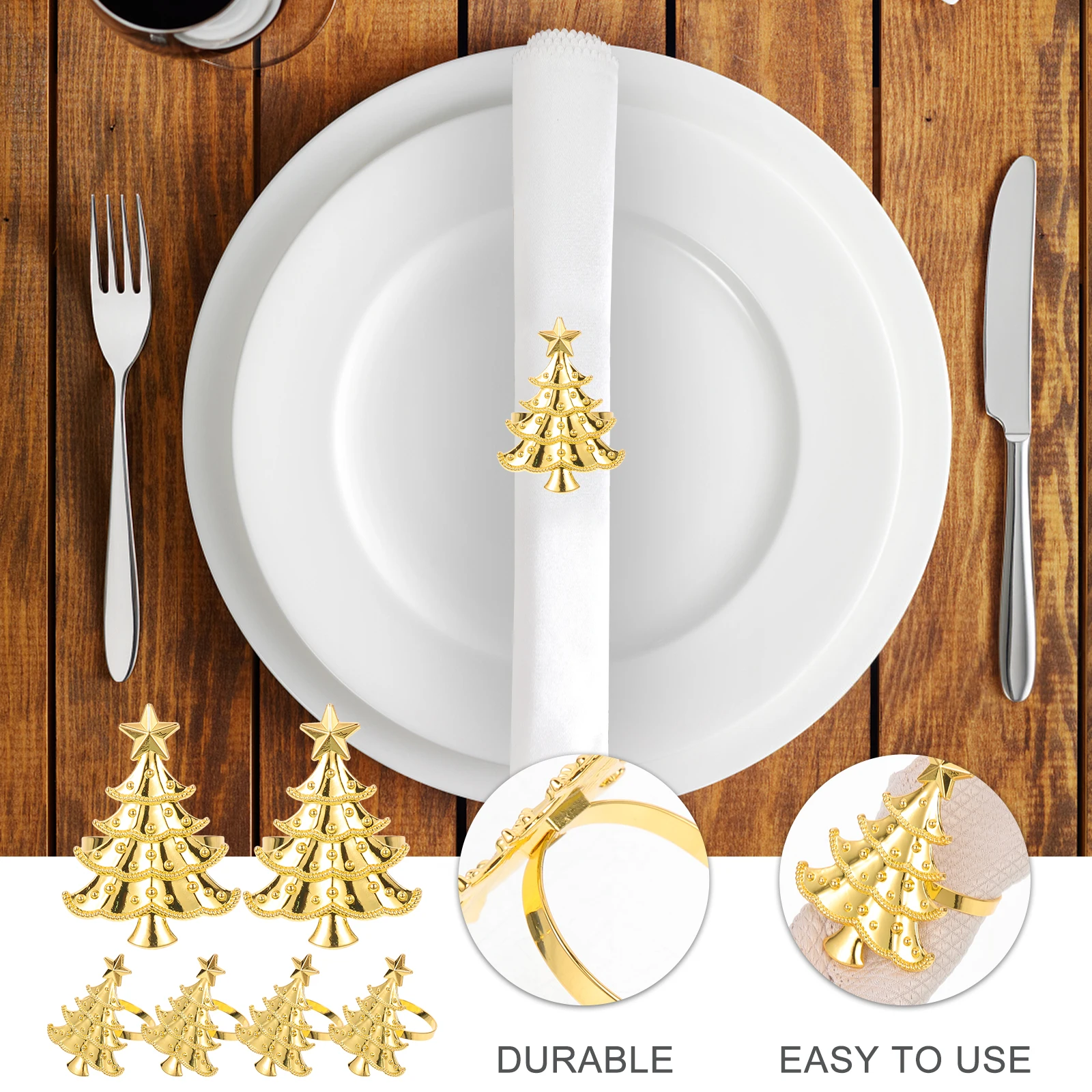 

6 Pcs Chriatmas Napkin Rings Decor Christmas Holder for Napkins Buckle