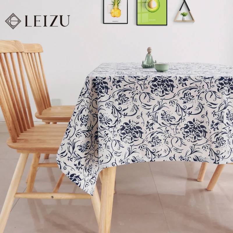 0.5/1/2 Yard Cotton Linen Fabrics Retro Blue White Porcelain Pattern Printing Handmade DIY Curtains Tablecloths Storage Bag