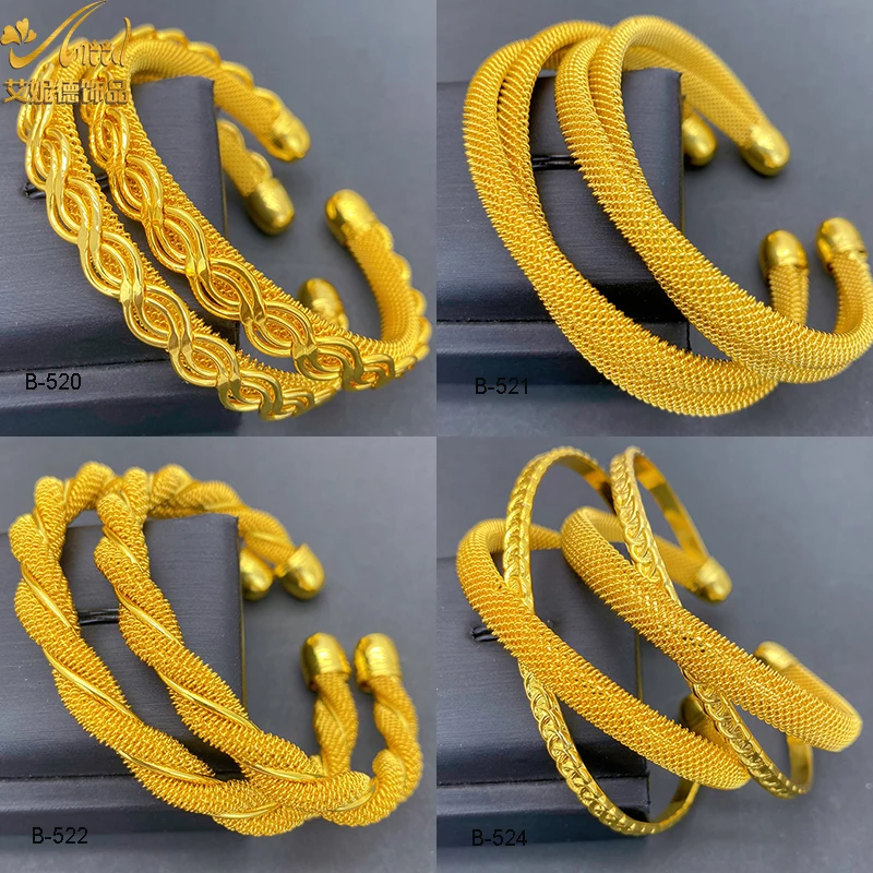 ANIID Fashion Dubai Gold Color Design Cuff Bangles Dla kobiet Etiopska Arabia Saudyjska Bransoletki Biżuteria ślubna Afrykańskie prezenty