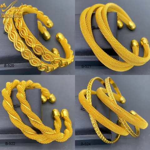 ANIID Fashion Dubai Gold Color Design Cuff Bangles For Women Ethiopian Saudi Arabia Bracelets Wedding Jewelry African Gifts