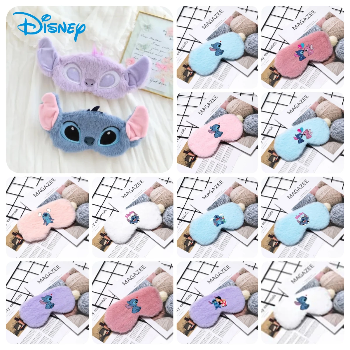 Disney Stitch Cartoon Eye Masks Plush Sleeping Blindfold Soft Cute Nap Shade Rest Eyepatch Travel Sleep Eye Band Birthday Gifts