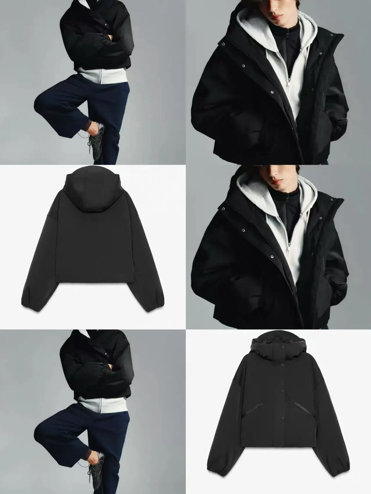 Black High-Waist Versatile Loose Fit Jacket Hooded Stand Collar Windproof Waterproof New Autumn Women's Outerwear 4391812