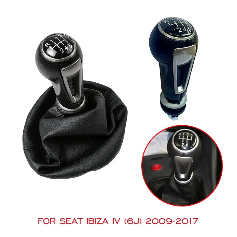 

5/6 Speed Car Gear Shift Knob Lever Stick Gaiter Boot Cover For SEAT IBIZA IV (6j) 2009 2010 2011 2012 2013 2014 2015 2016 2017