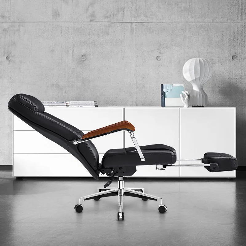 

Luxury boss leather simple home desk office furniture high-end large class solid wood supervisor chair pu chair