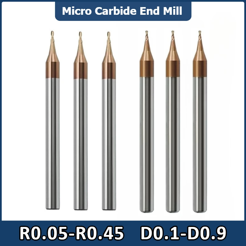 HC HRC55 2-лезвая сферическая концевая фреза 0,1-0,95 мм R0.05-R0,45 Мини-фреза с покрытием TiCN, хвостовик 4 мм HC HRC55 2-лезвая сферическая концевая фреза 0,1-0,95 мм R0.05-R0,45 Мини-фреза с покрытием TiCN, хвостовик 4 мм