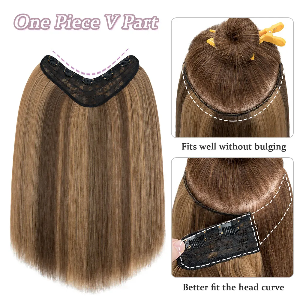 Snoiliet Synthetisch Lang Zacht Recht Kapsel 5 Clip In Haarverlenging 18Inch Een Stuk Haarstuk Bruin Blond Zwart Nephaar