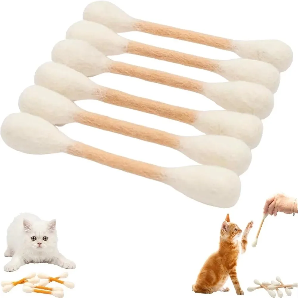 6 Stück Filz-Wattestäbchen Katzenspielzeug Leichtgewichtige Kau- und Zahnreinigungsstäbchen Interaktiver Kick-Stick Zahnpflege Weiche Riesen-Wattestäbchen Katzenspielzeug für Katzenliebhaber