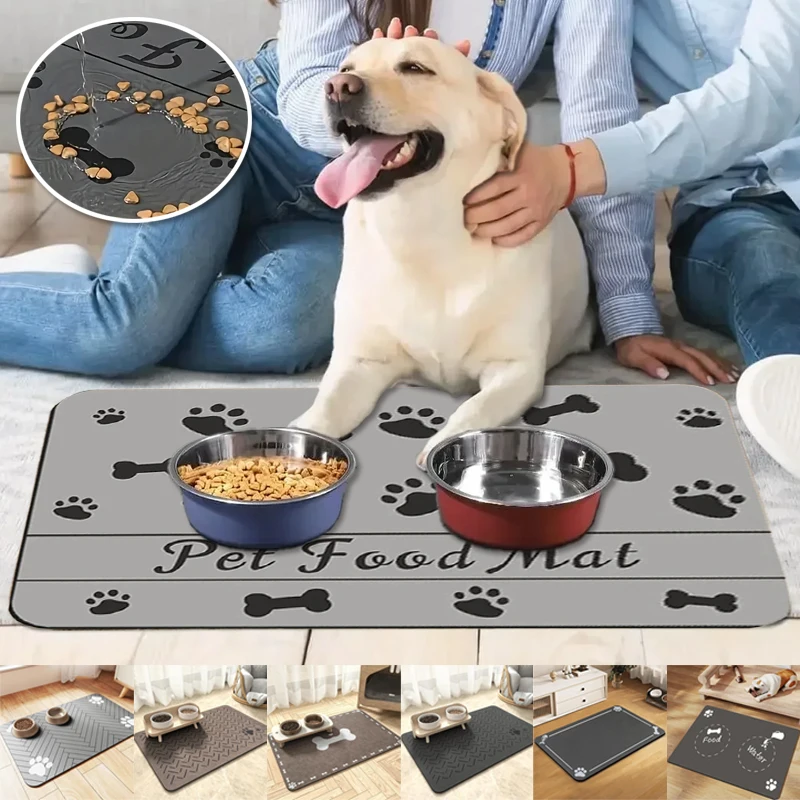 

Pet Feeding Mat-Absorbent Pet Placemat for Food and Water Bowl, with Waterproof Rubber Backing, Quick Dry Water Mat for Dog Cat