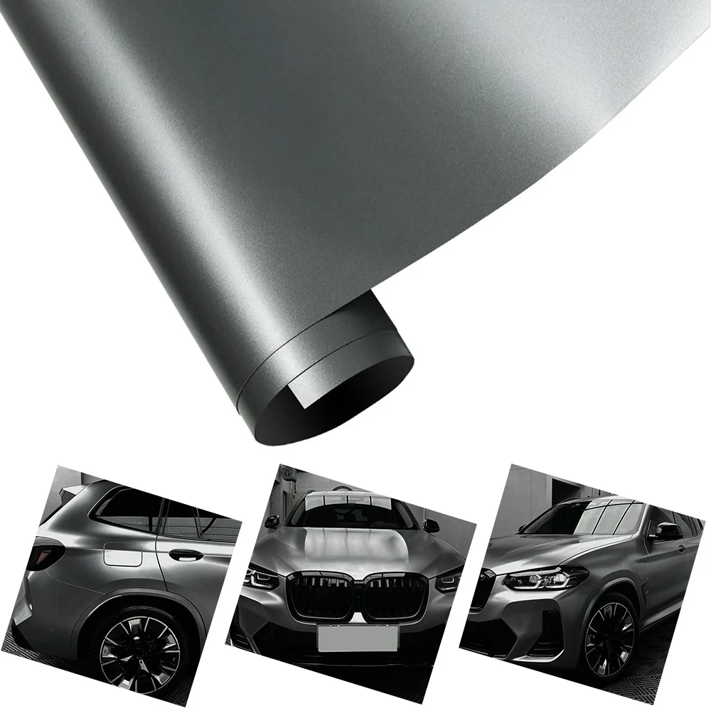 

Car Vinyl Film PET Matte Metallic Charcoal Grey Vinyl Wrap Auto Modification Self Adhesive Car Body Film Decoration Accessories
