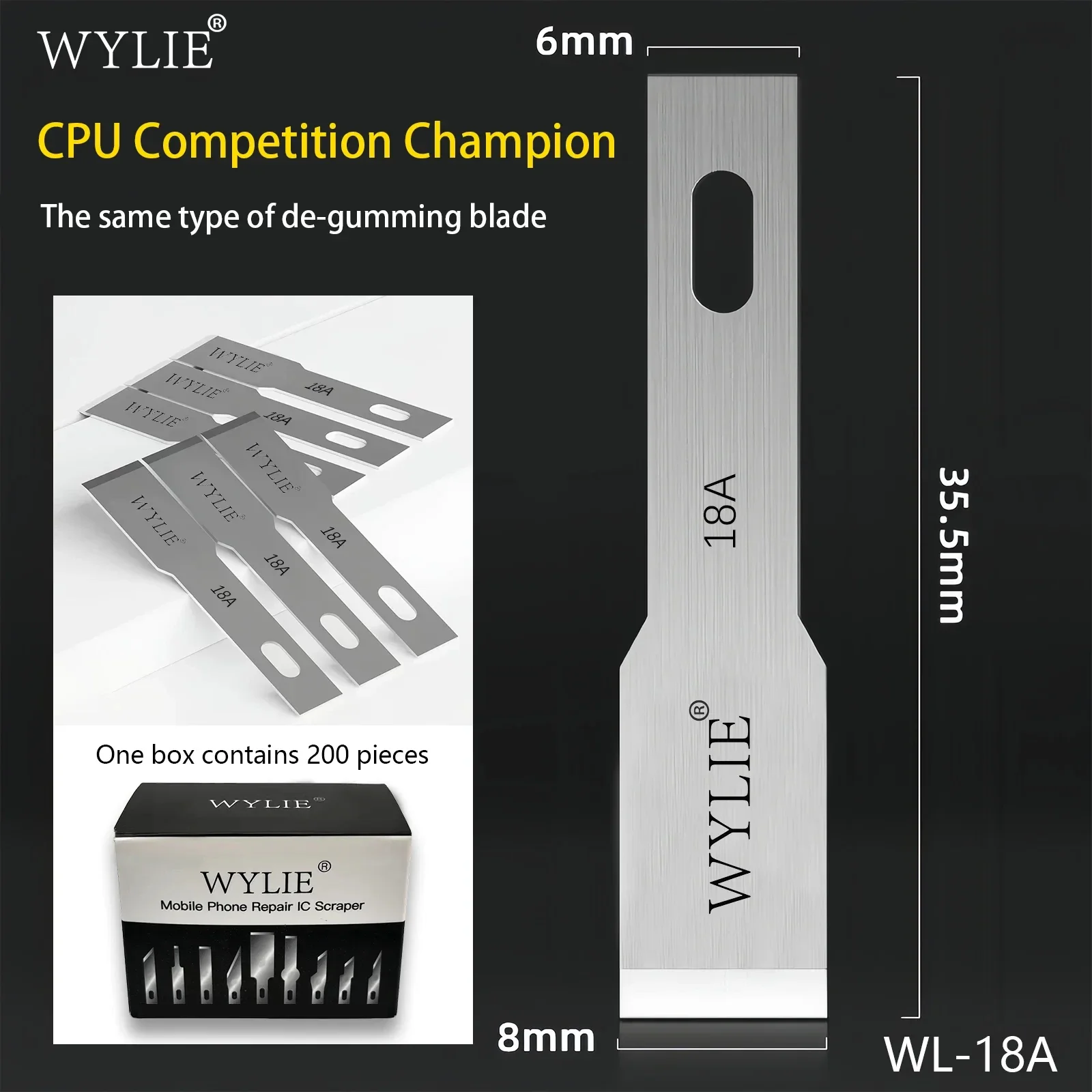 เครื่องมือลอกกาว WYLIE WL-18A สำหรับซ่อมโทรศัพท์มือถือ ลอกกาว CPU ฝาหลังกระจก ชิป จำนวน 200 ชิ้น