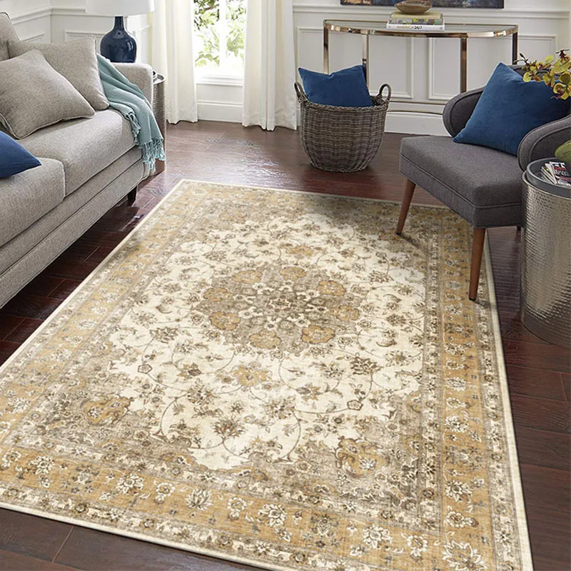 American Style Countryside Carpet for Living Room Vintage Floral Design Area Rug Anti-skid Home Floor Mat Persian Carpet Bedroom