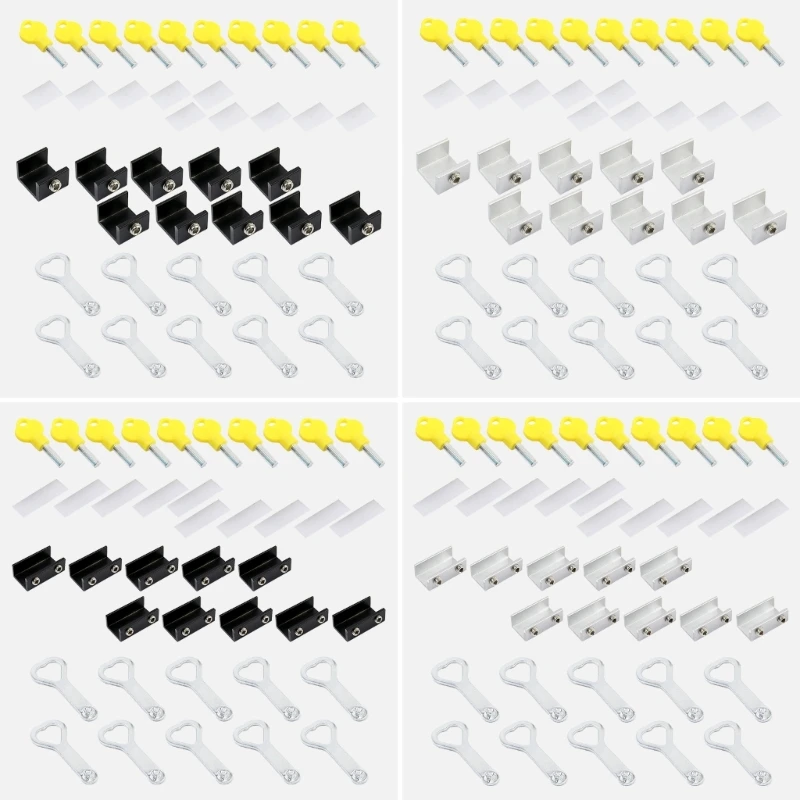 

10Pcs Adjustable Sliding Window Lock Aluminum Alloy Window Stoppers with Key