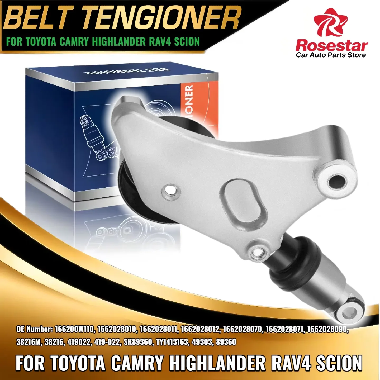 

Belt Tensioner Assembly with Pulley for Toyota Camry 02-06 RAV4 Solara Scion tC 166200W110 1662028010 1662028011 1662028012