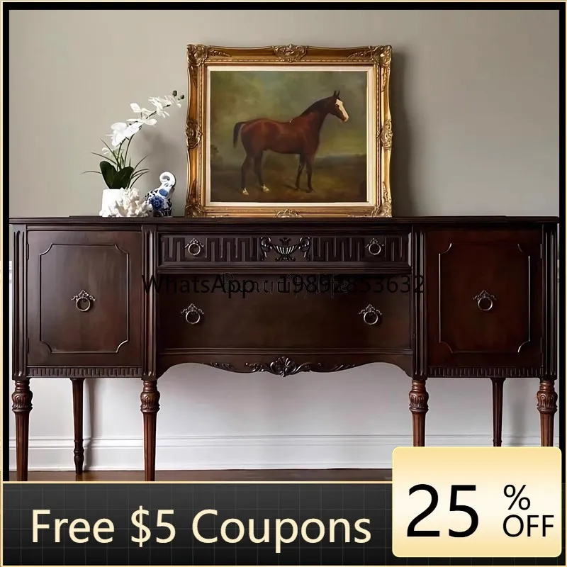 

FF American French retro old porch table villa high-end solid wood strip case locker