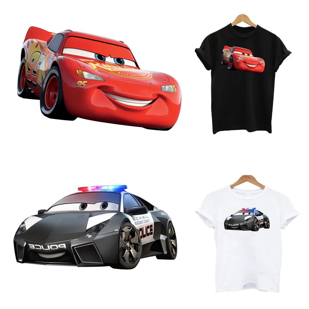 

Disney Cars Iron On Ironing Fusible Thermocolantes Patches heat Thermal Transfer T-Shirt Stickers Kid Children's Clothes Custom
